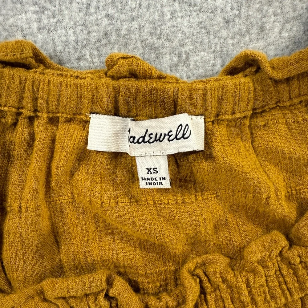 Madewell Yellow Puff Sleeve Smocked Blouse‎
